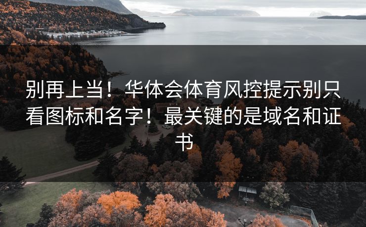 别再上当！华体会体育风控提示别只看图标和名字！最关键的是域名和证书